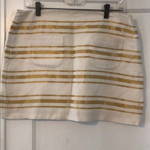 J crew gold and white striped cotton skirt -